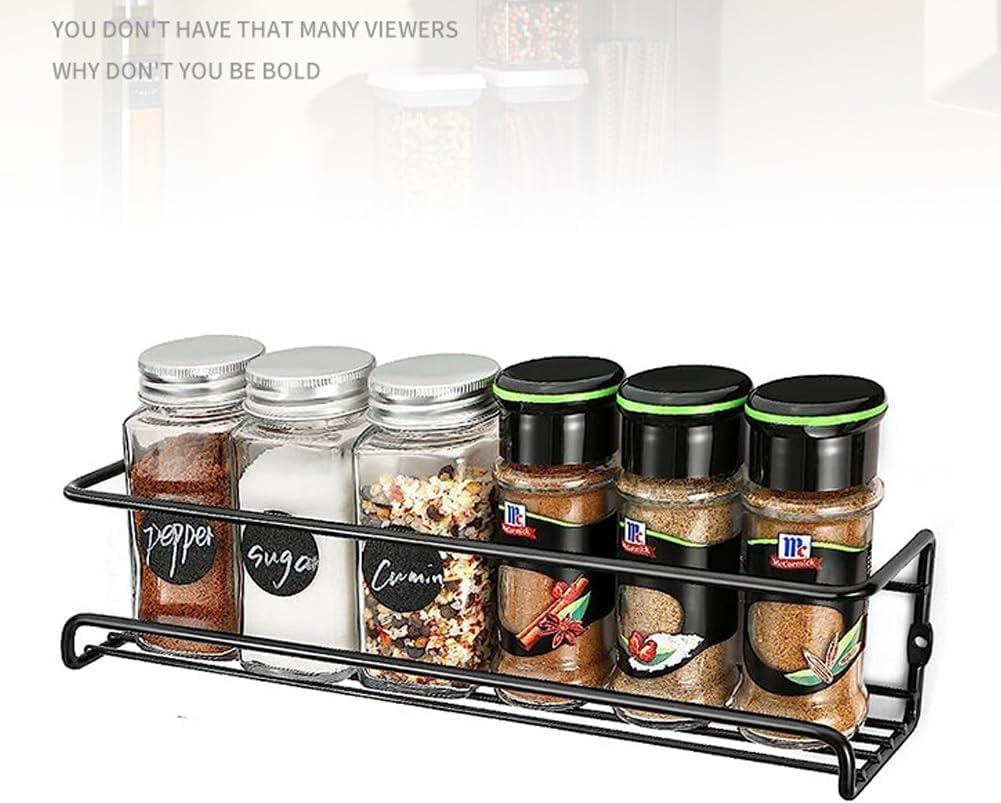 Spice Rack wall mounted 4 Pack, Space-Saving Spice Organizer for Spice Jars and Seasonings,Screw or Adhesive Hanging Spice Rack Organizer for Your Kitchen Cabinet,or Pantry Door