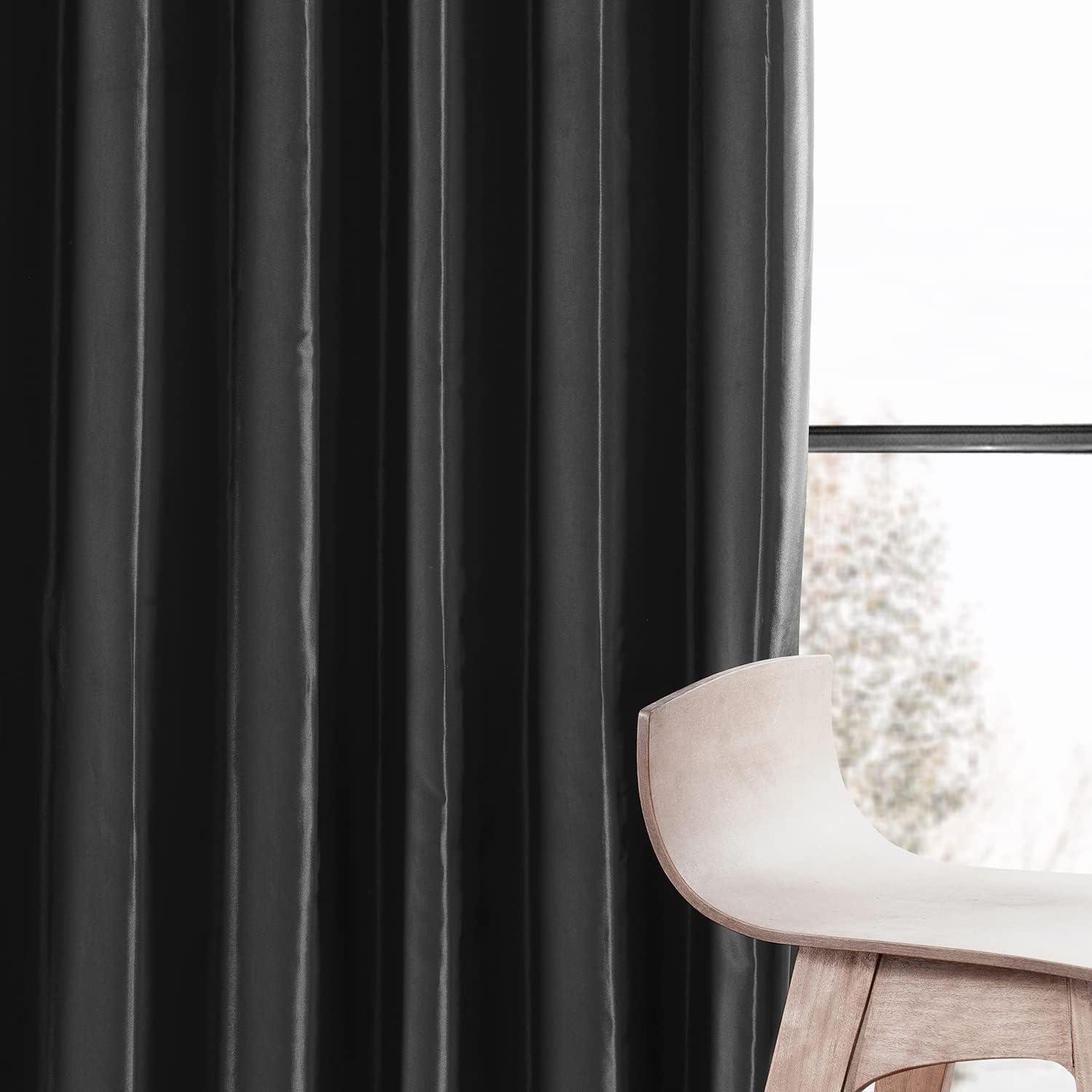 Platinum Blackout Faux Silk Taffeta Curtain (1 Panel), Platinum, 50W X 84L