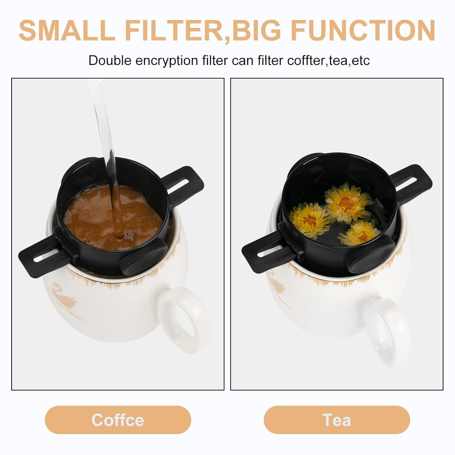 OUHGE Pour Over Coffee Maker Portable Stainless Reusable Coffee Filter Mini Paperless Single 1 Cup Coffee Cup For Travel Camping, Black