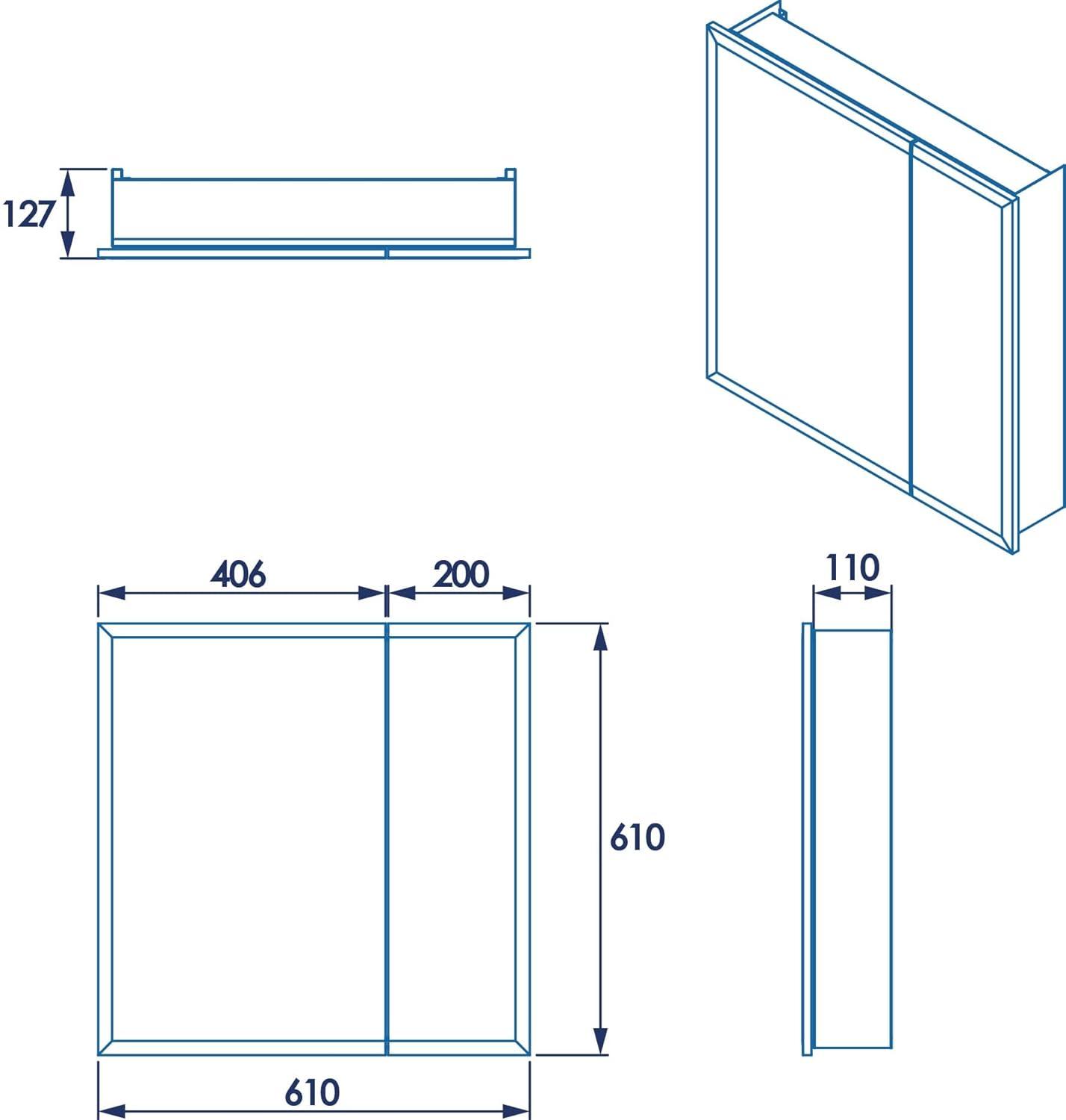 Croydex Wellington Double Door Aluminium Bathroom Medicine Cabinet in White (24x24in)