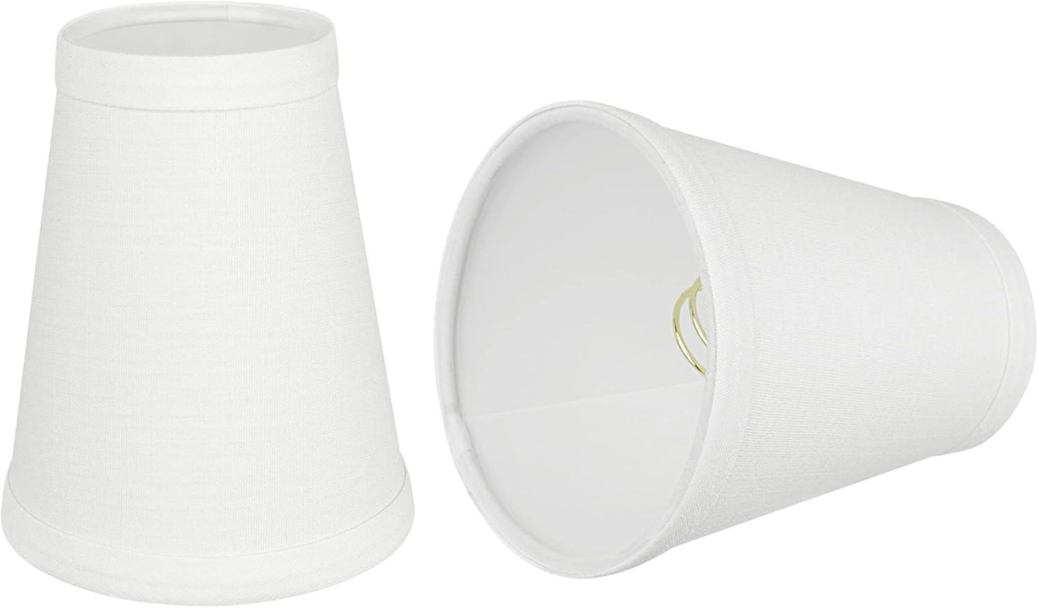 Aspen Creative 32080-5 Small Hardback Empire Shape Chandelier Clip-On Lamp Shade Set (5 Pack), Transitional Design in Off White, 4" bottom width (2.5" x 4" x 5")