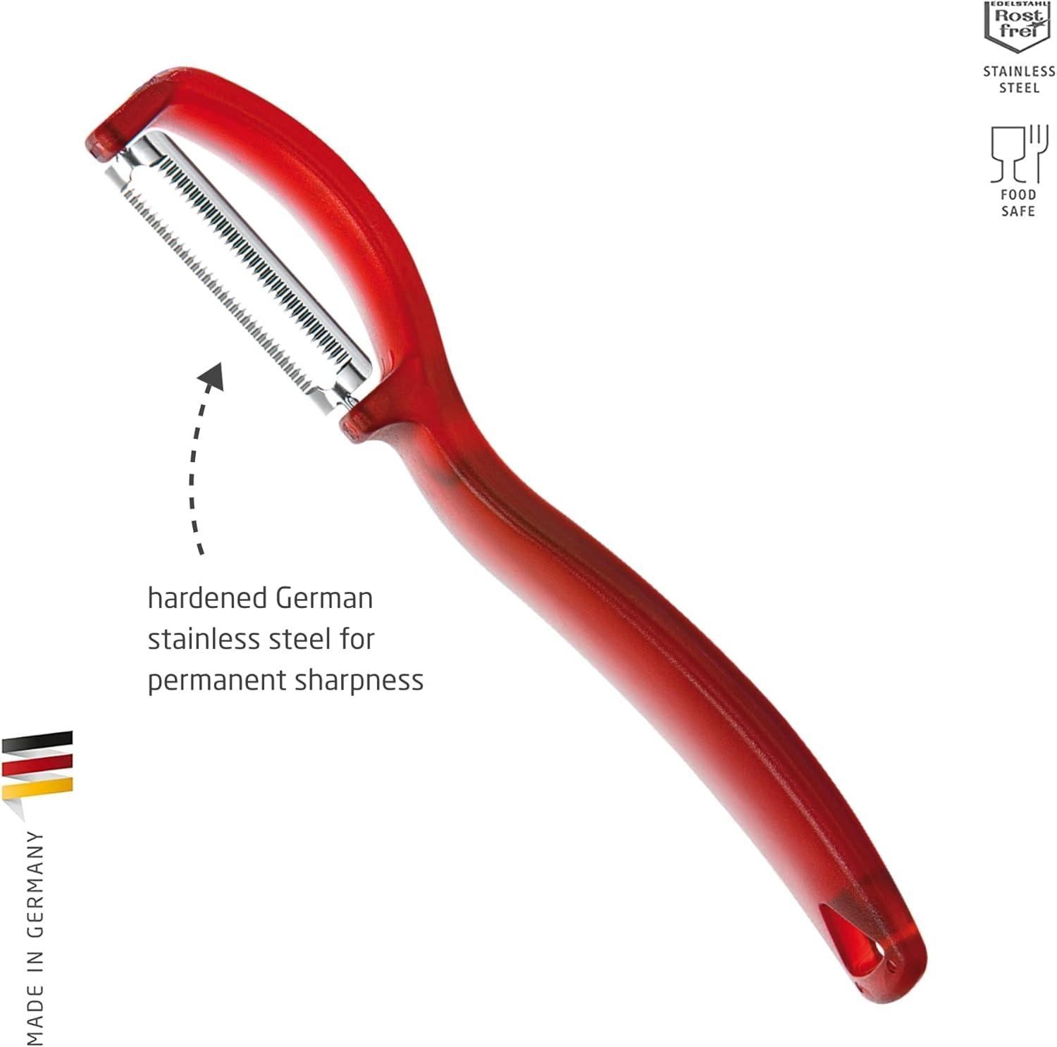 Red Plastic Handle Stainless Steel Serrated Tomato Peeler