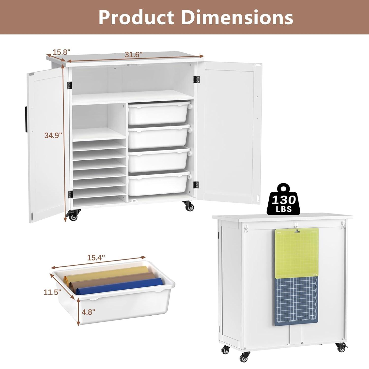 GDLF 31.6'' x 15.8'' Crafting Storage Cabinet with Wheels