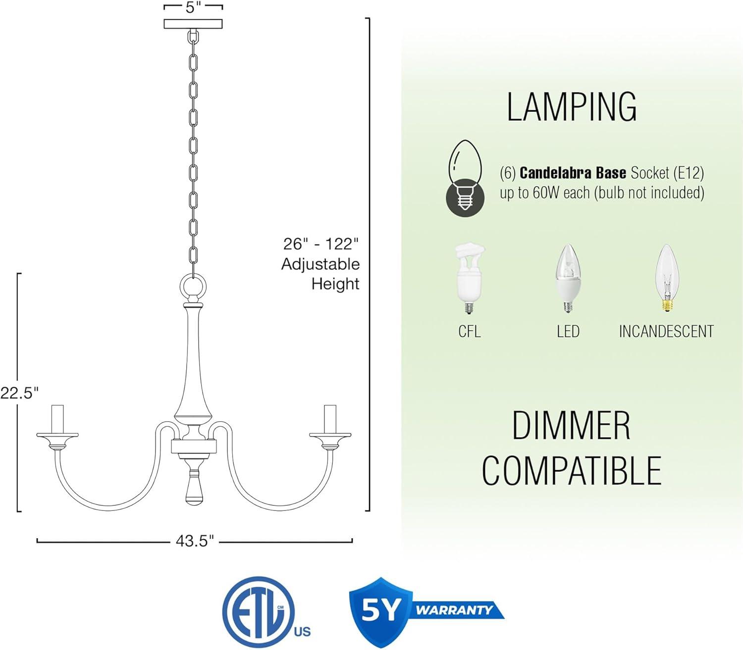 Kira Home Sherbrooke 24" 5-Light French Country Chandelier, Adjustable Height, Smoked Cedar Finish