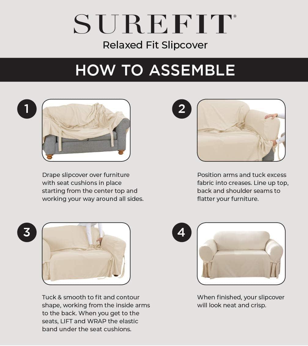 Sure Fit Essential Twill Cotton T-Cushion Wingback Slipcover