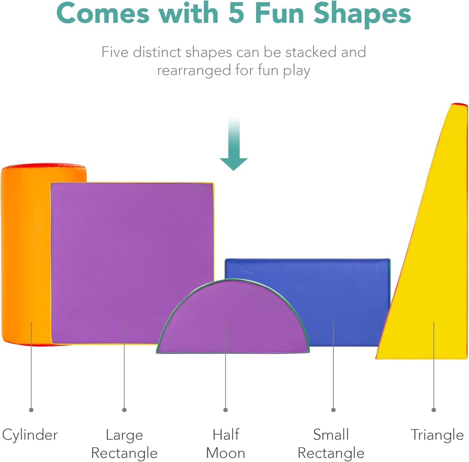 Best Choice Products 5-Piece Kids Climb & Crawl Soft Foam Block Playset Structures for Child Development - Multicolor