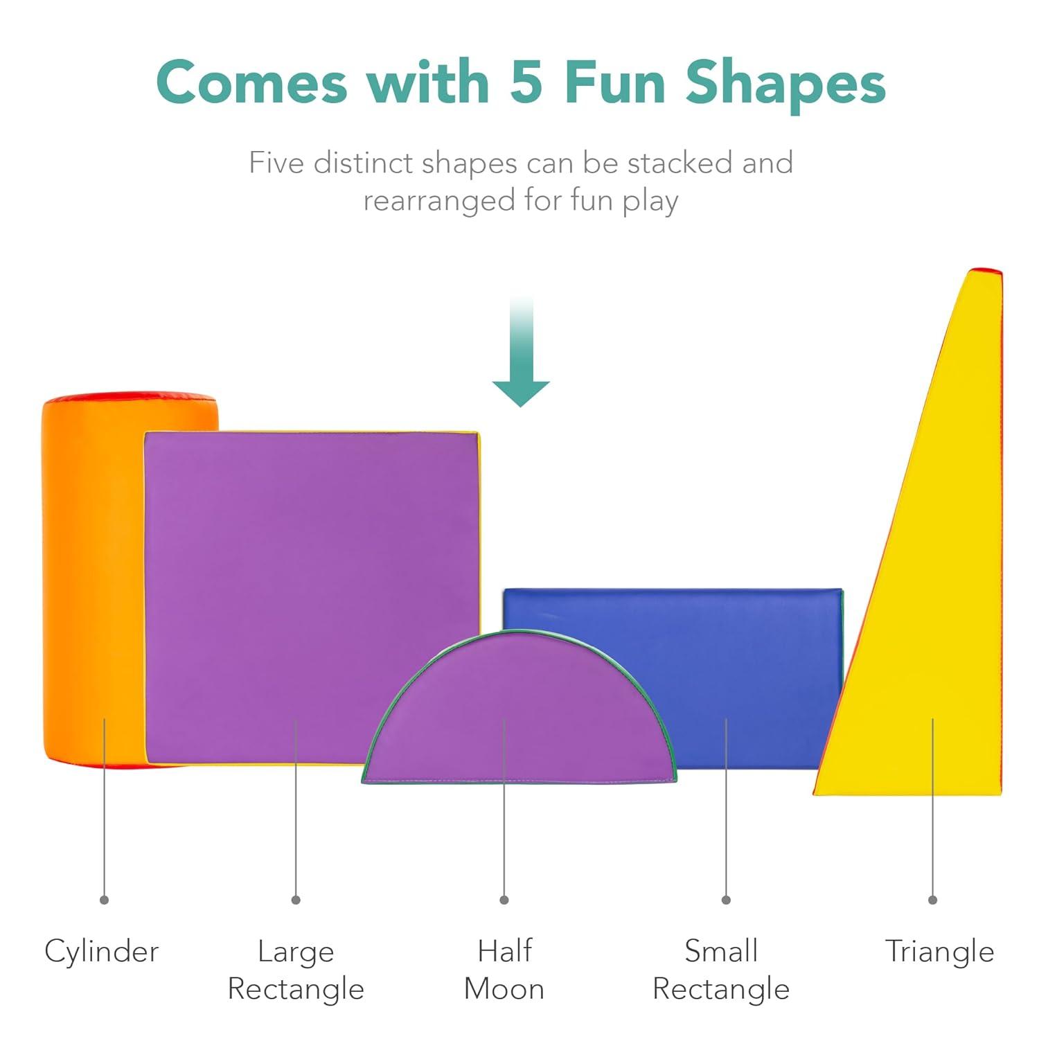 Best Choice Products 5-Piece Kids Climb & Crawl Soft Foam Block Playset Structures for Child Development - Multicolor