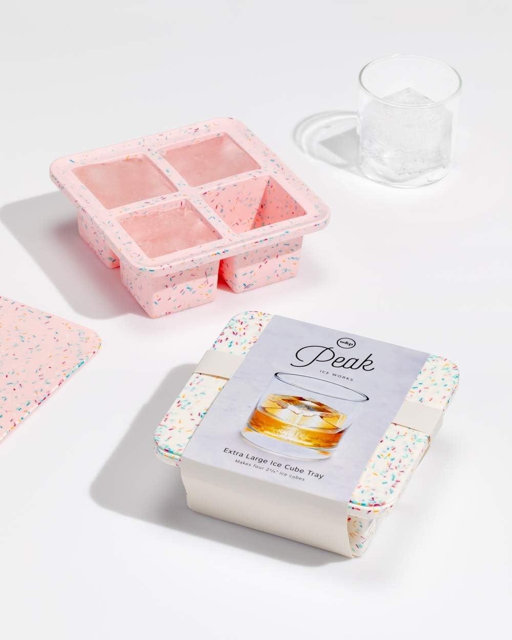 Speckled White Silicone Extra Large Ice Cube Tray with Lid