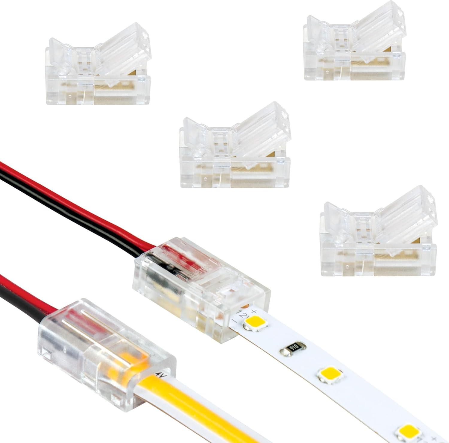 Armacost Lighting 2 Pin LED Strip Light Wire to Tape Connectors, 6 Pack 566020