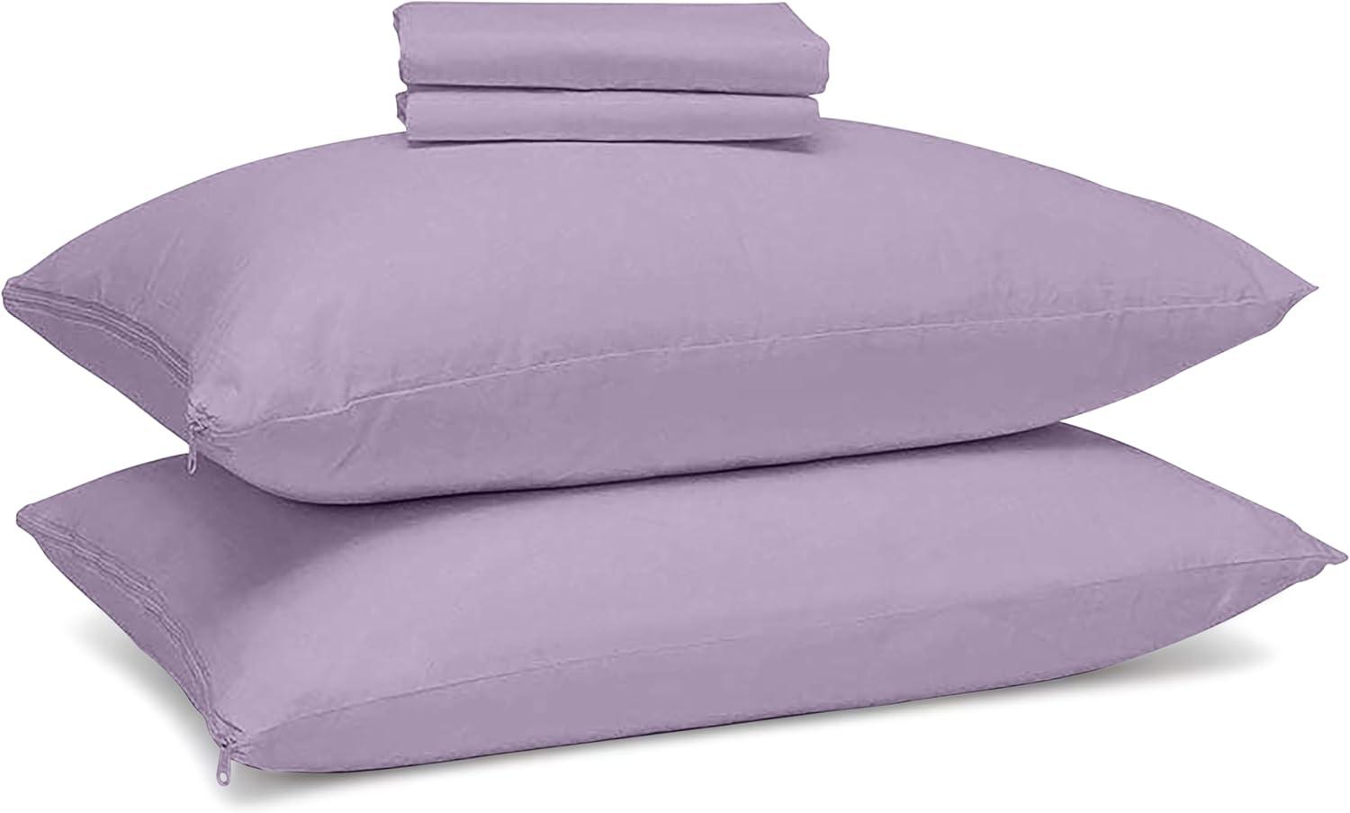 Circles Home 100% Cotton Breathable Pillow Protector with Zipper – (2 Pack)