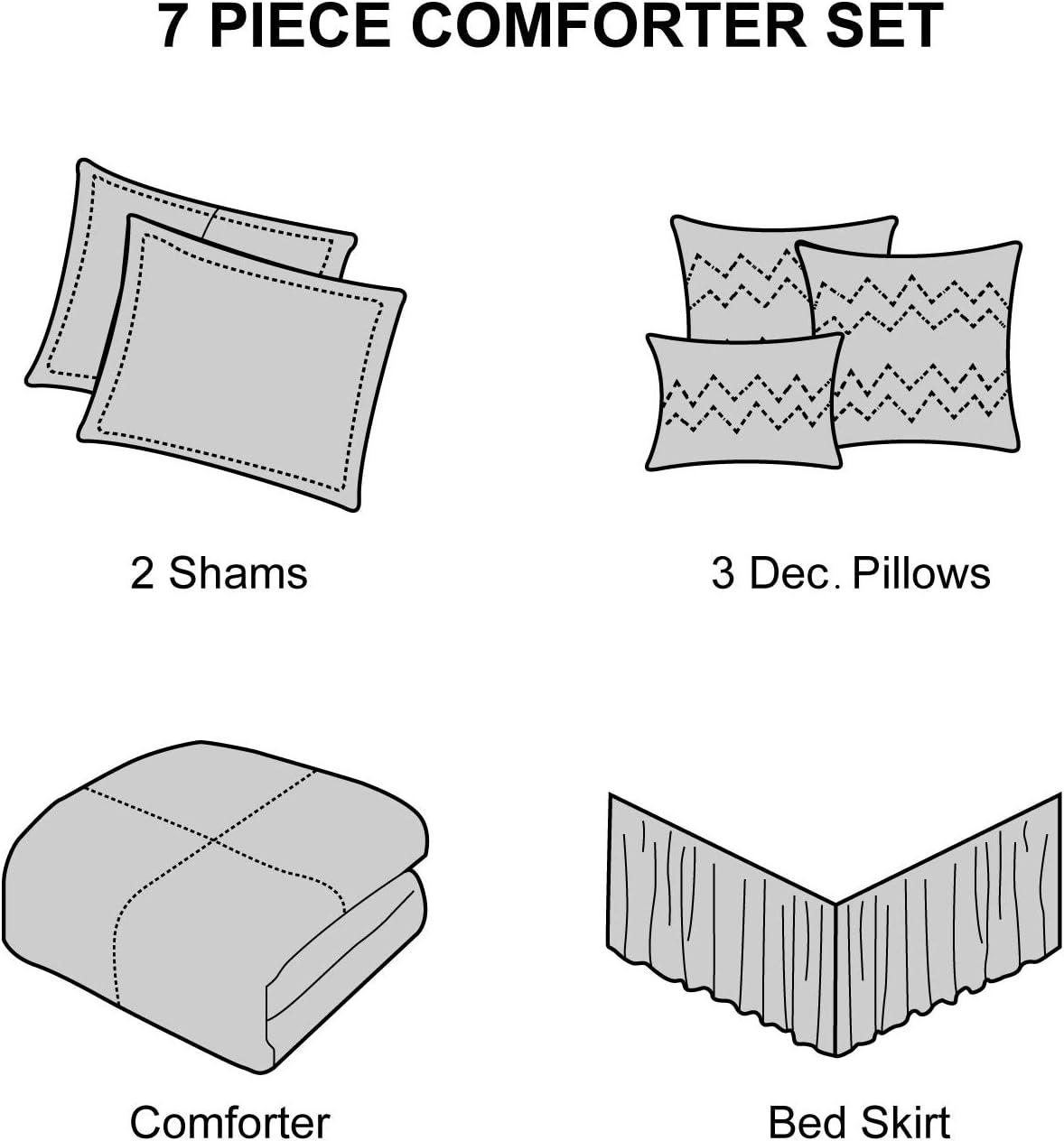 Nanshing America, Inc Pierre 7 Piece Luxury Glam Comforter Set