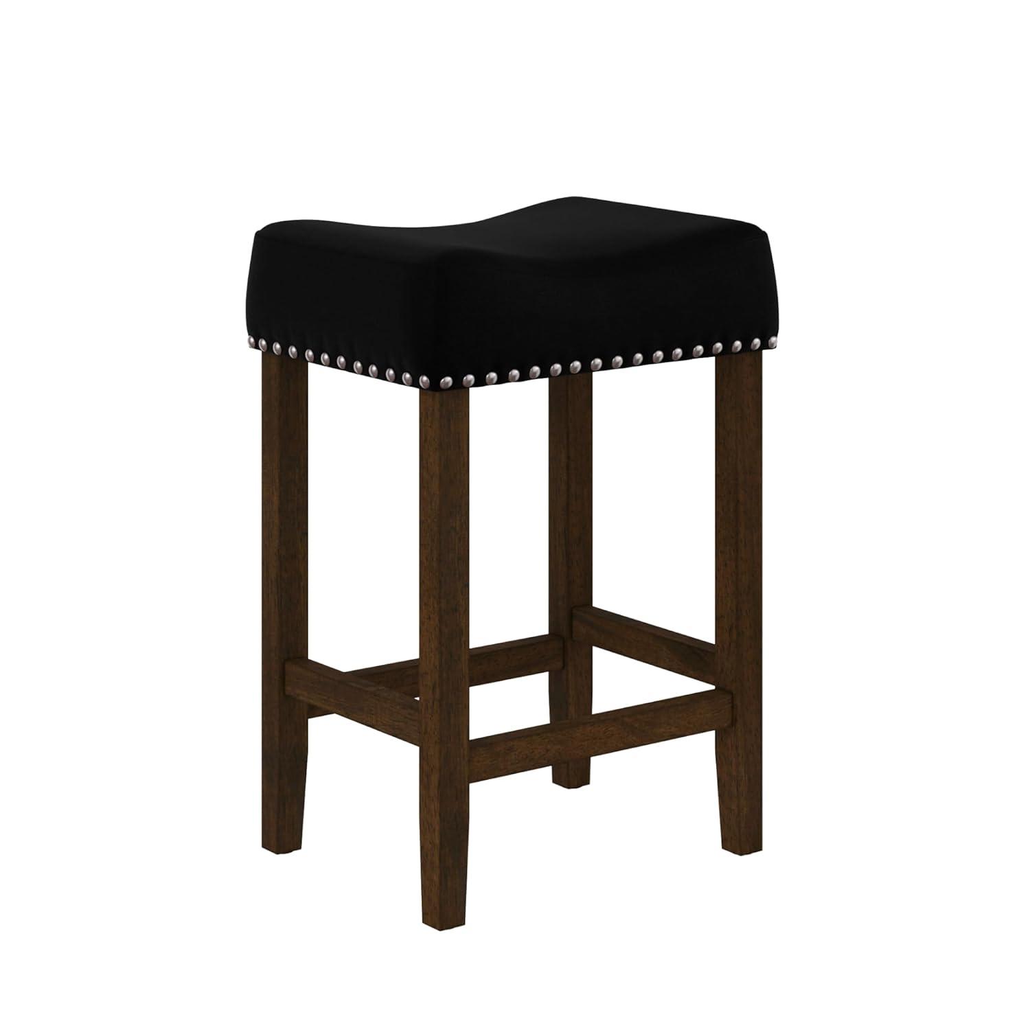 24" Wood Upholstered Saddle Seat Barstool - Nathan James