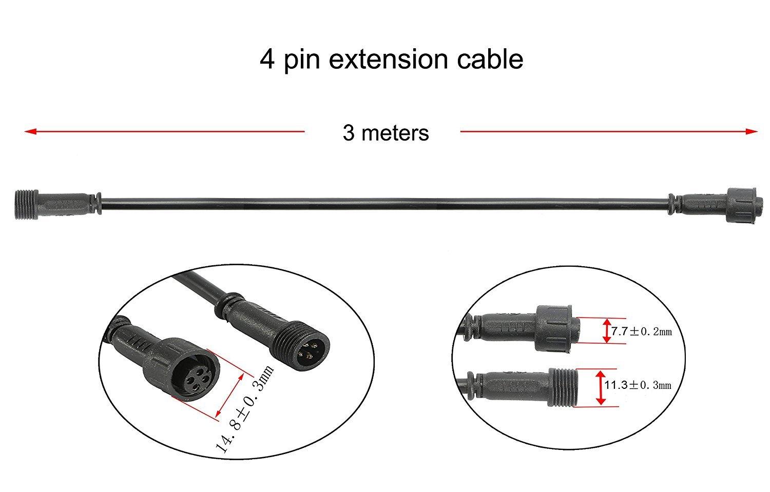Sumaote 9.84ft 3m 5Pin Extension Cable Wire with Male and Female Connectors at Both Ends for RGBW Color LED Deck Light (5 Pin, 9.84ft, 5 Pack)