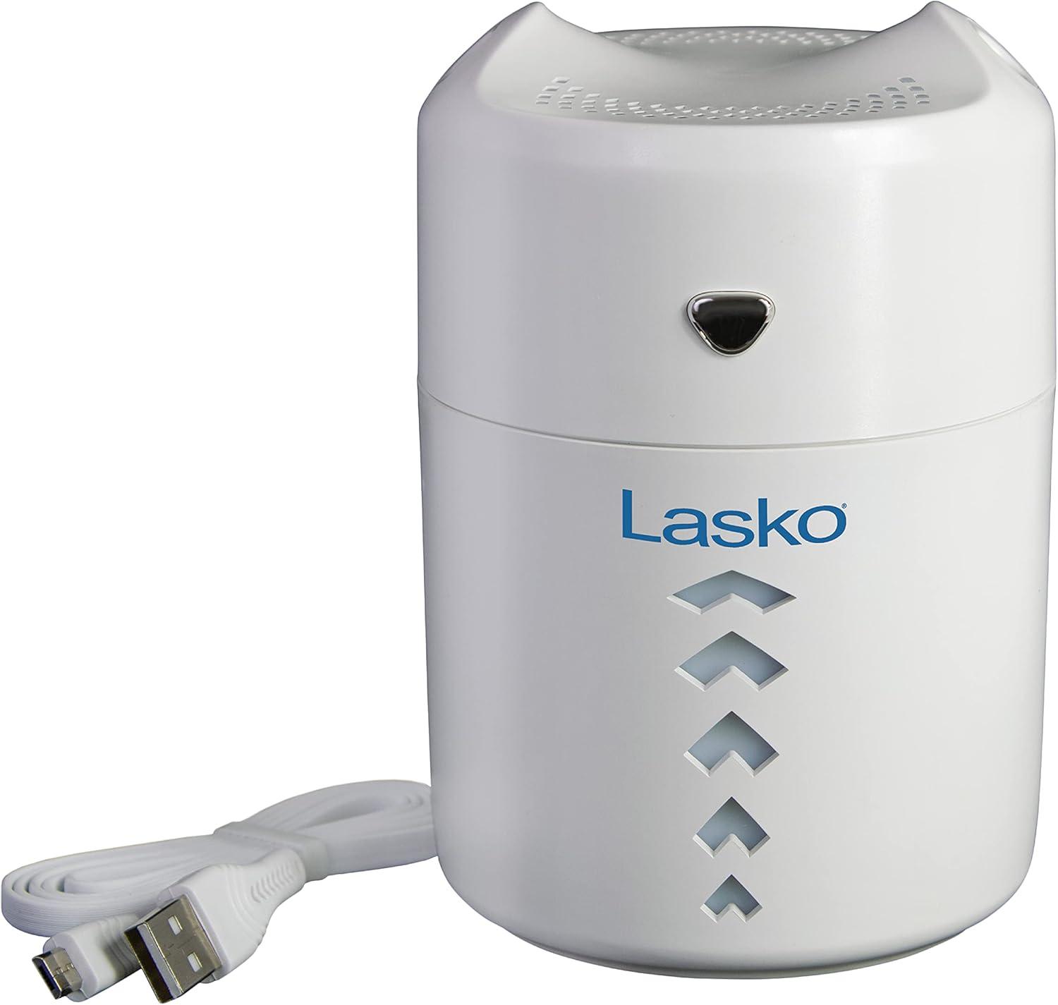 Lasko Ultrasonic Cool Mist Personal Humidifier, 0.4 Liter, Portable Home Water Vaporizer and Air Purifier for Bedroom and Small Room, White