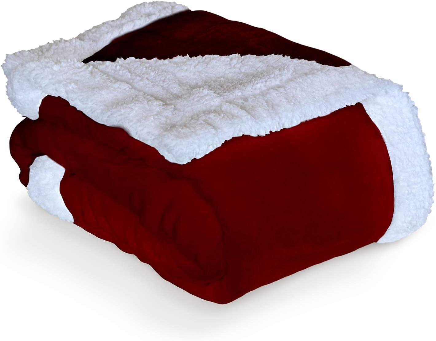 Everlasting Comfort Luxury Polyester Throw Blanket - Soft, 65”x50” (Red Wine)