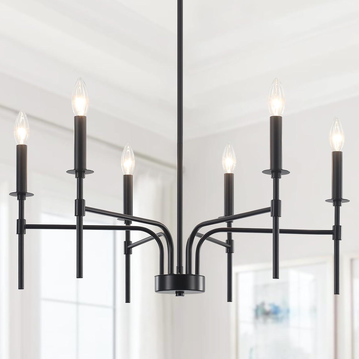 Black Metal 6-Light Candle Style Chandelier