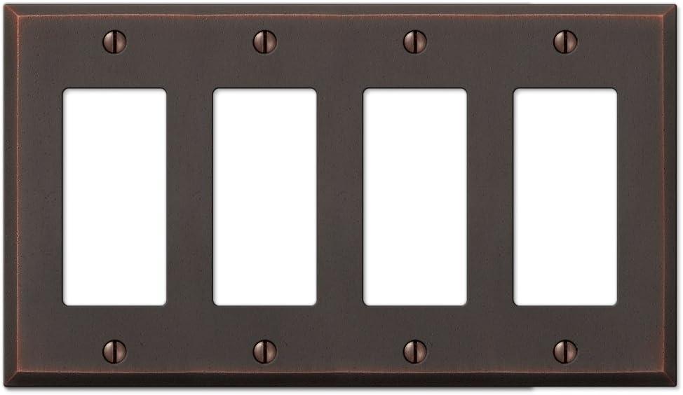 Aged Bronze 4-Gang Metal Rocker Wall Plate