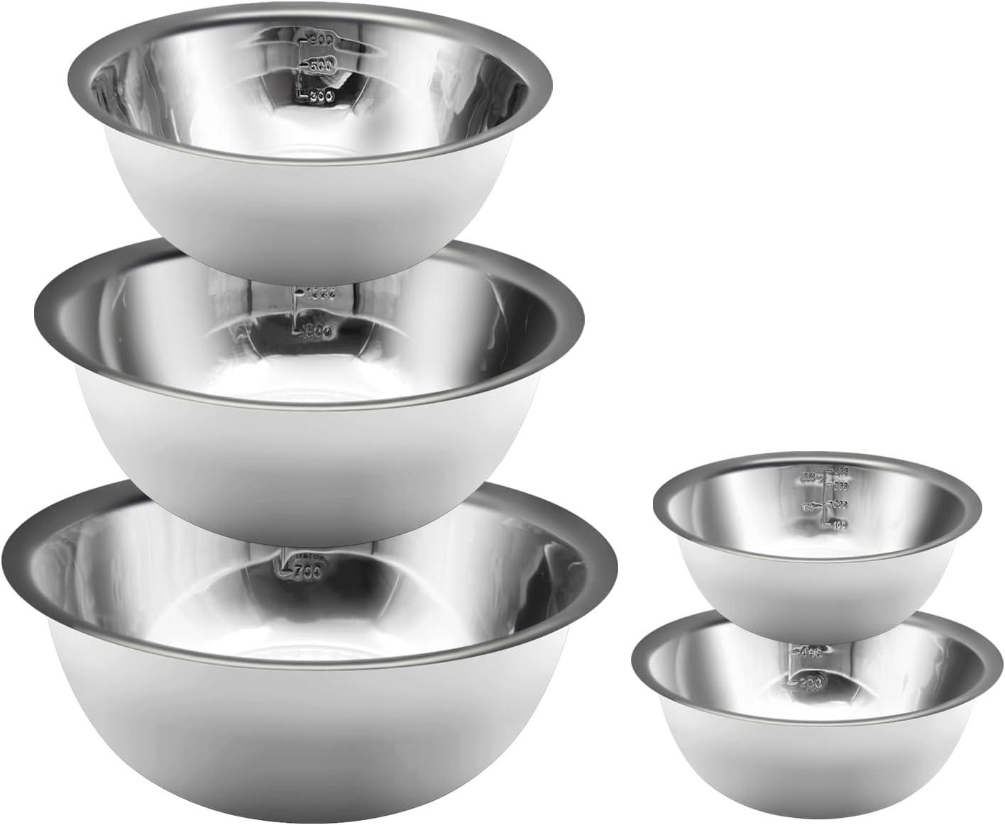 Stainless Steel Nesting Mixing Bowls Set of 5 for Kitchen