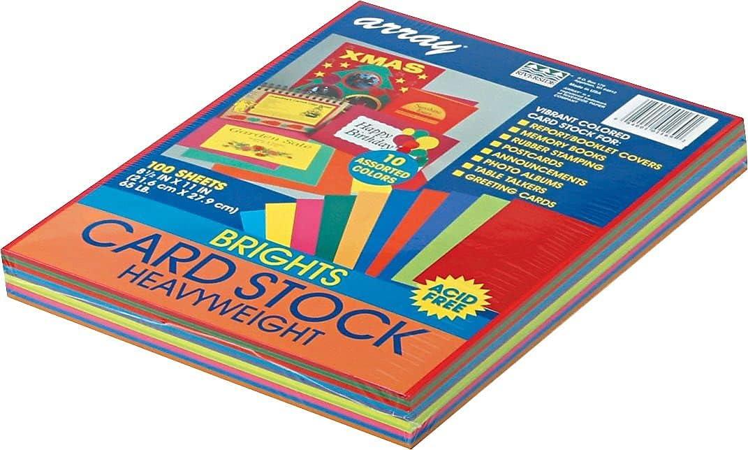 Pacon Array 65 lb. Cardstock Paper 8.5" x 11" Assorted Colors 100 Sheets/Pack (101169) P101169