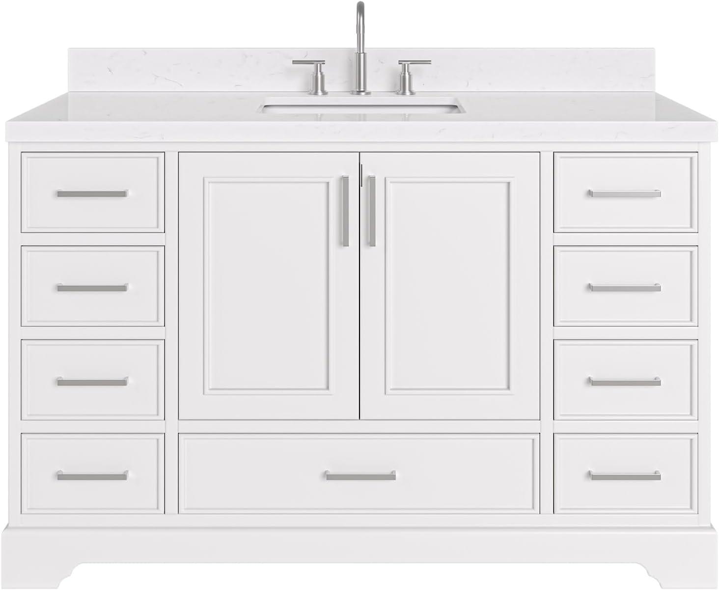 Stafford 54.25'' Single Bathroom Vanity with Carrara Marble Top