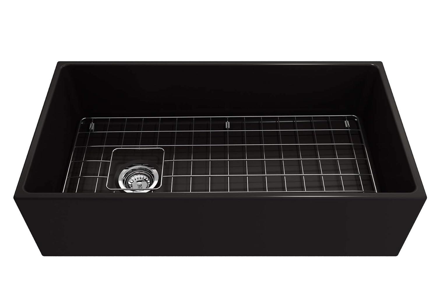 Matte Black Fireclay Farmhouse Single Bowl Kitchen Sink