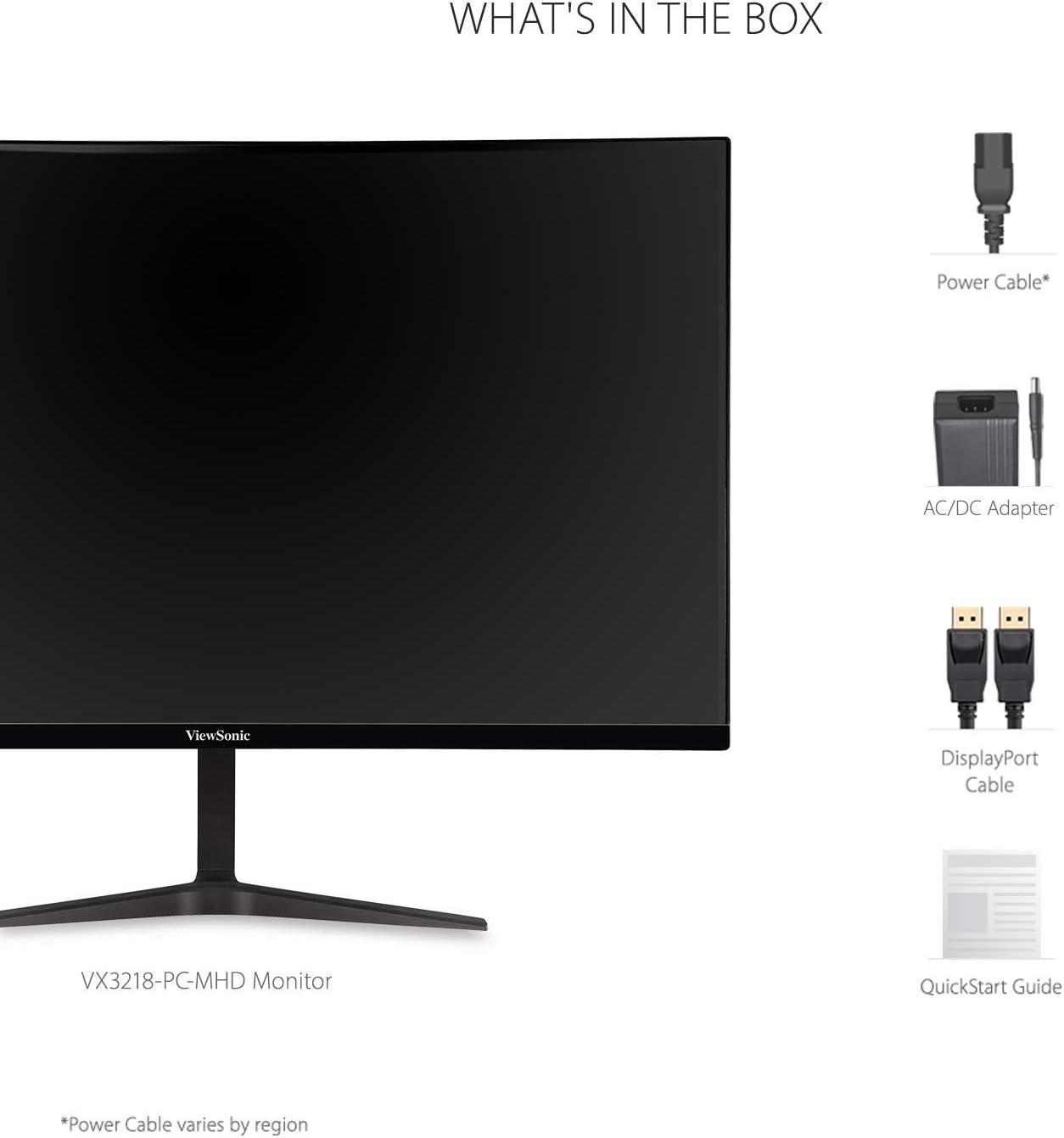 ViewSonic VX3218-PC-MHD 32 Inch Curved 1080p 1ms 180Hz Gaming Monitor with AMD FreeSync Premium, Eye Care, HDMI and Display Port