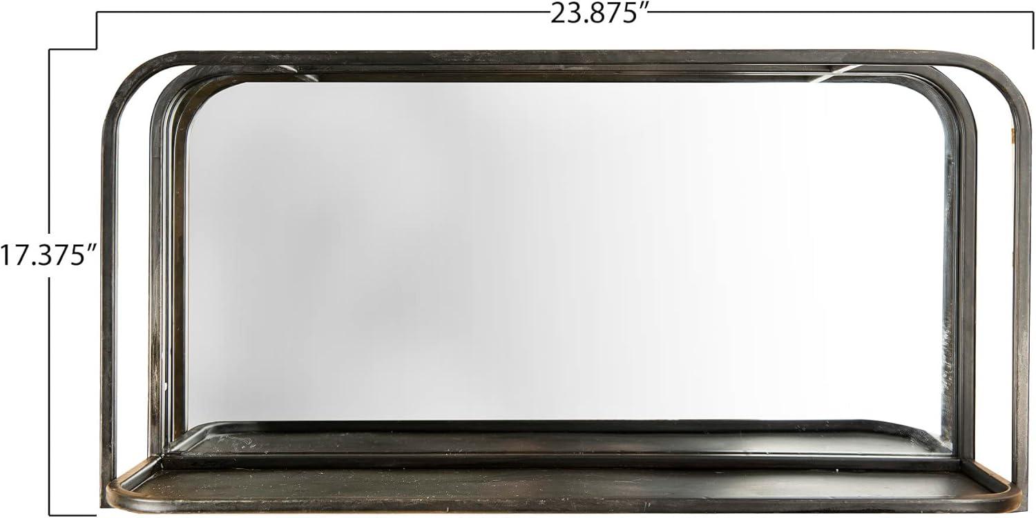 Creative Co-Op Rectangle Metal Framed Wall Mirror with Shelf, Black