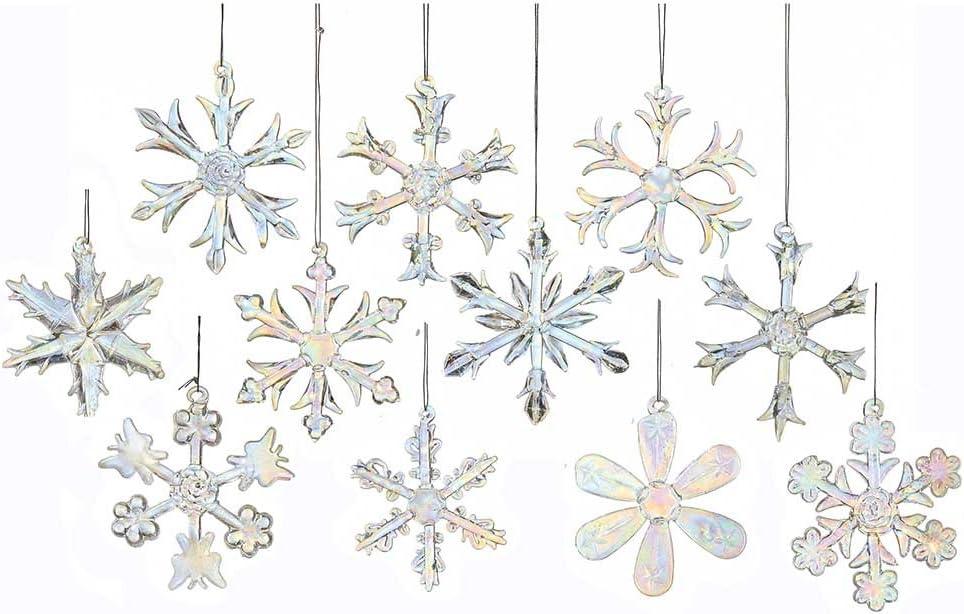 Kurt Adler Iridescent Snowflake Ornament, 12 Pieces, Purple