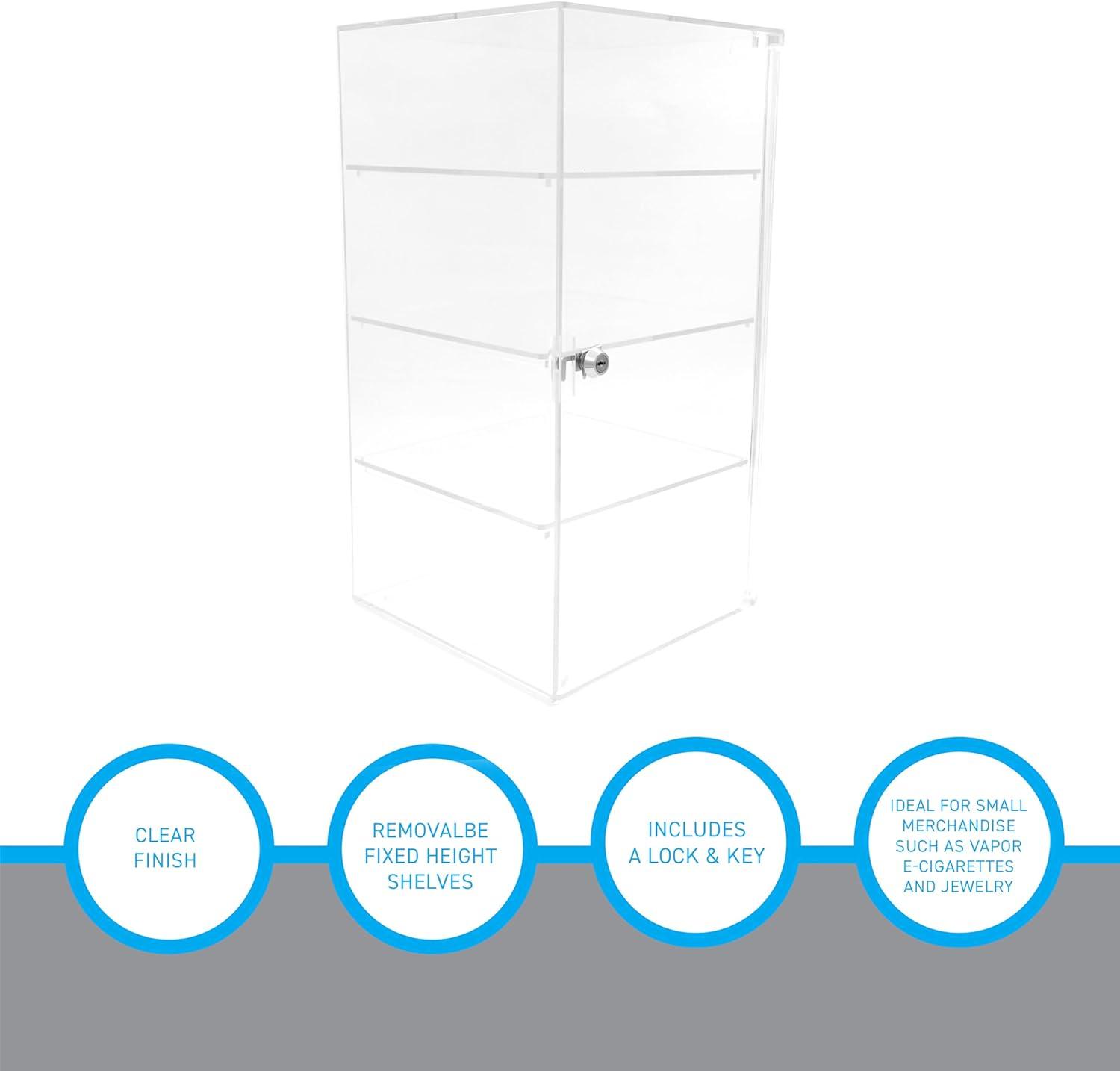 SSWBasics 4-Shelf Acrylic Display Case with Lock and Key, 9√Ç¬æ√¢¬Ä¬ù x 9√Ç¬æ√¢¬Ä¬ù x 18√Ç¬Ω", Clear
