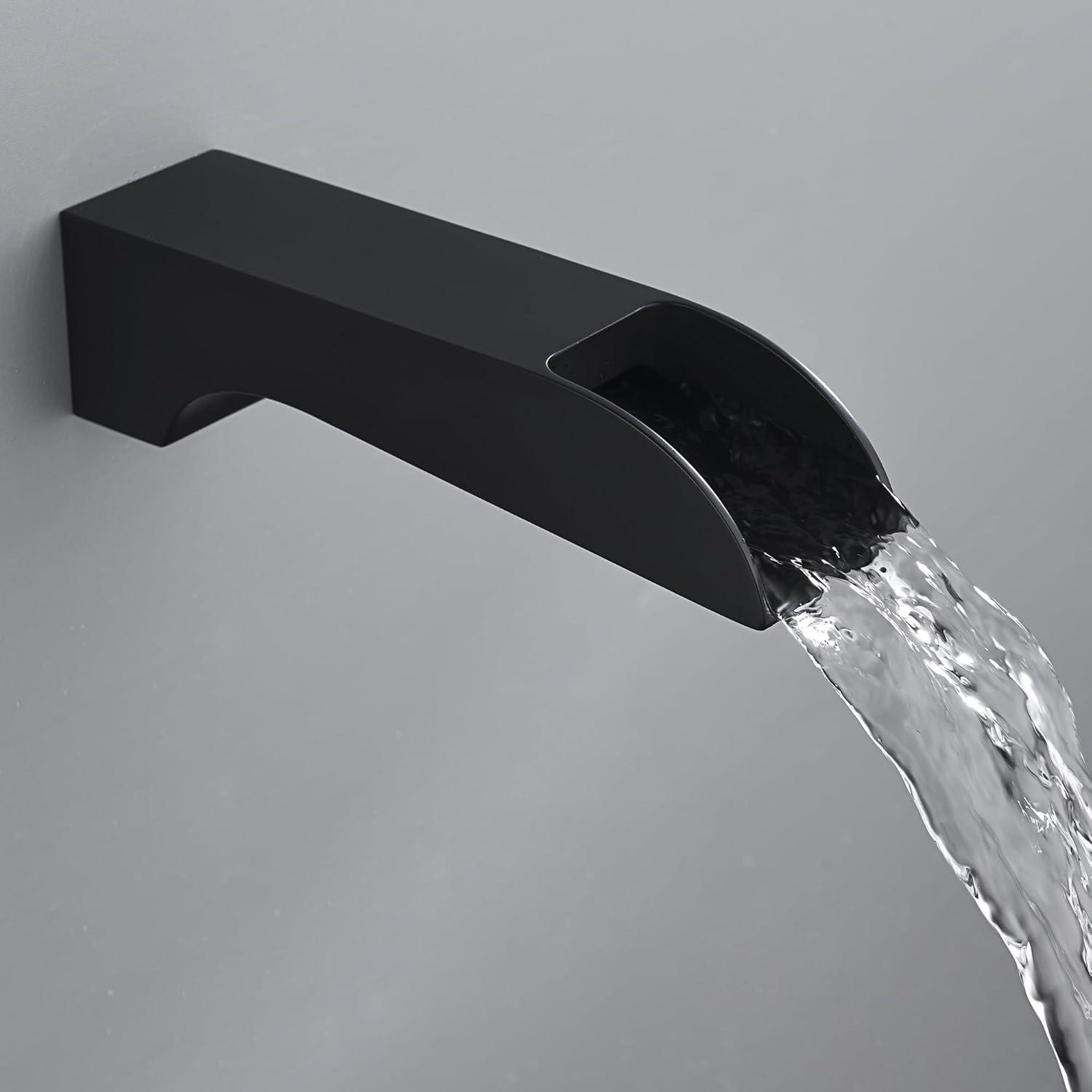 Matte Black Brass Square Wall Mounted Shower Faucet