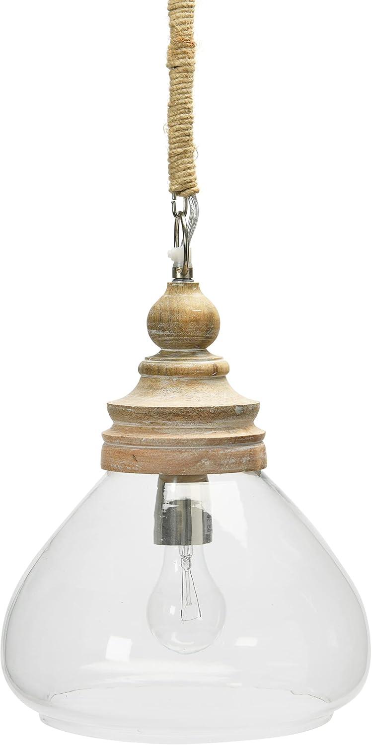 Creative Co-Op Distressed Mango Wood Ceiling Light, Brown and Natural