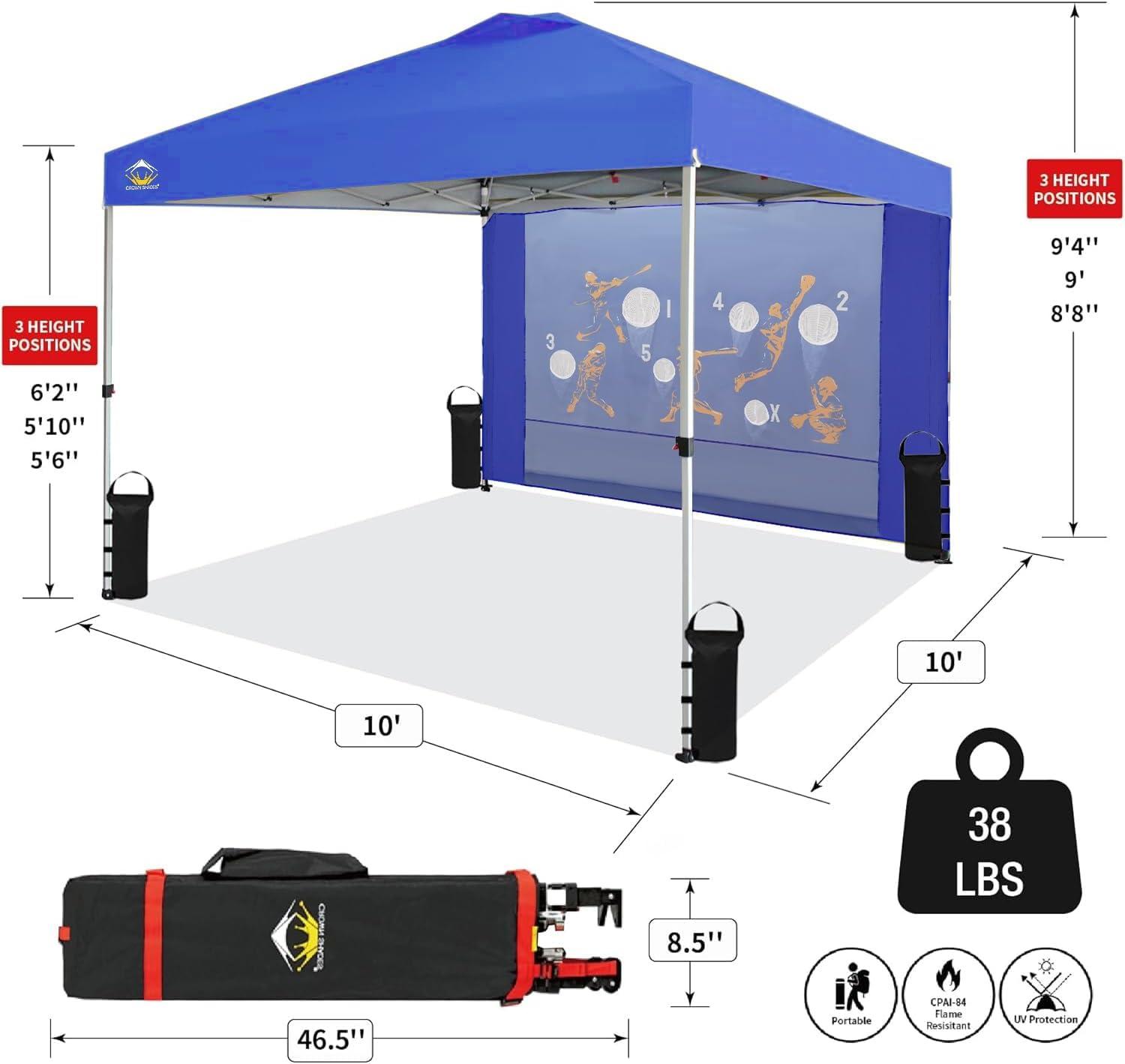 Blue 10x10 Pop-Up Canopy Tent with Game Netting and One Push Setup