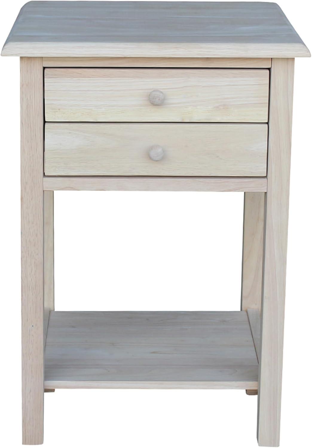 Lamp Table with 2 Drawers - International Concepts: Solid Parawood, Square, Traditional Style