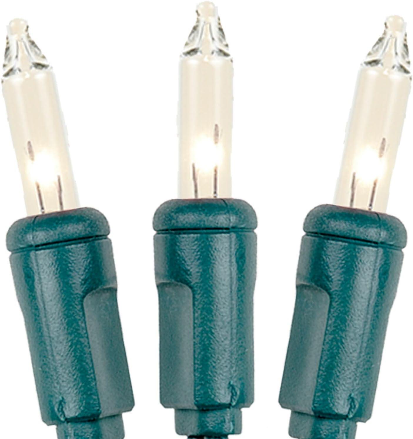 Novelty Lights 11 Feet 50 Bulbs Incandescent Mini Lights, Green on Green Wire with 2.5" Spacing, UL Listed for Indoor/Outdoor Use, Connectable