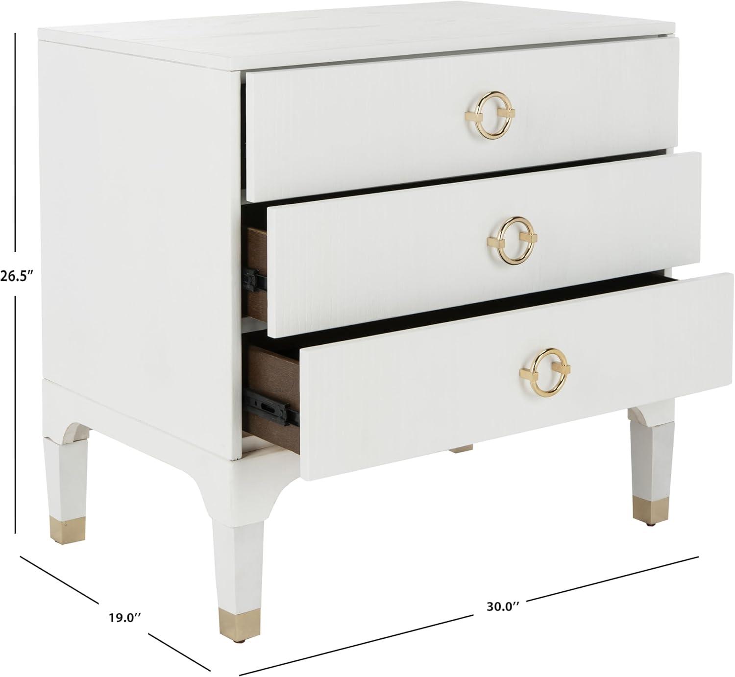 Lorna 3 Drawer Nightstand  - Safavieh