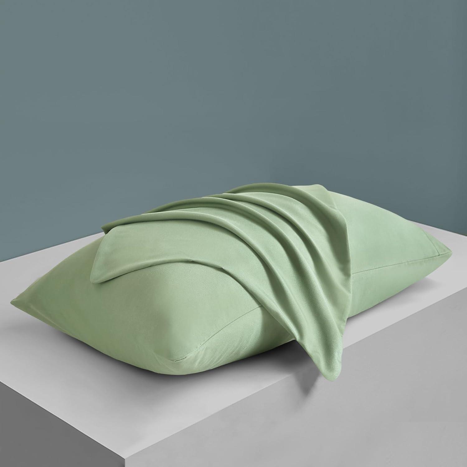 Unique Bargains Breathable Envelope Closure Polyester Pillowcase (2 Count) Green Queen