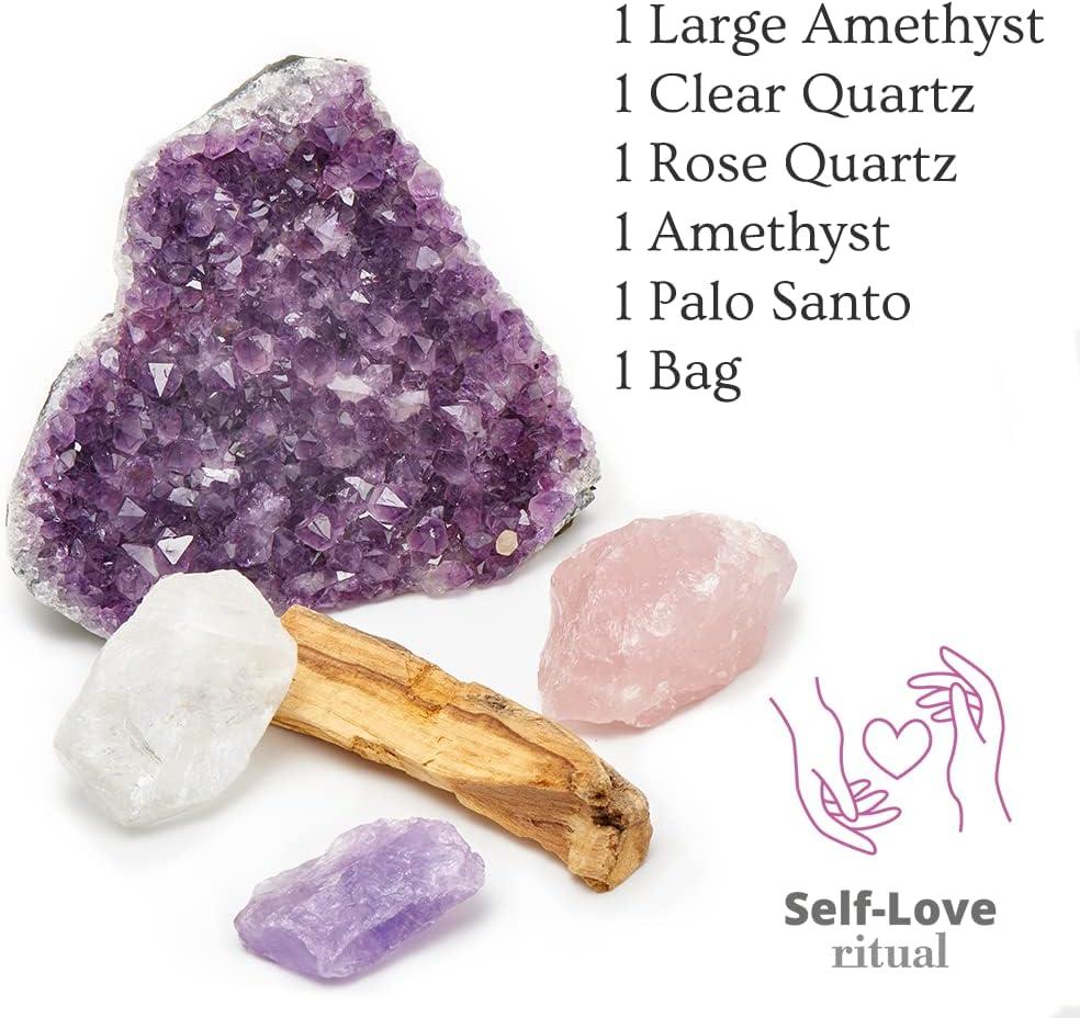 X-Large Amethyst Geode and Self-Love Crystal Healing Set