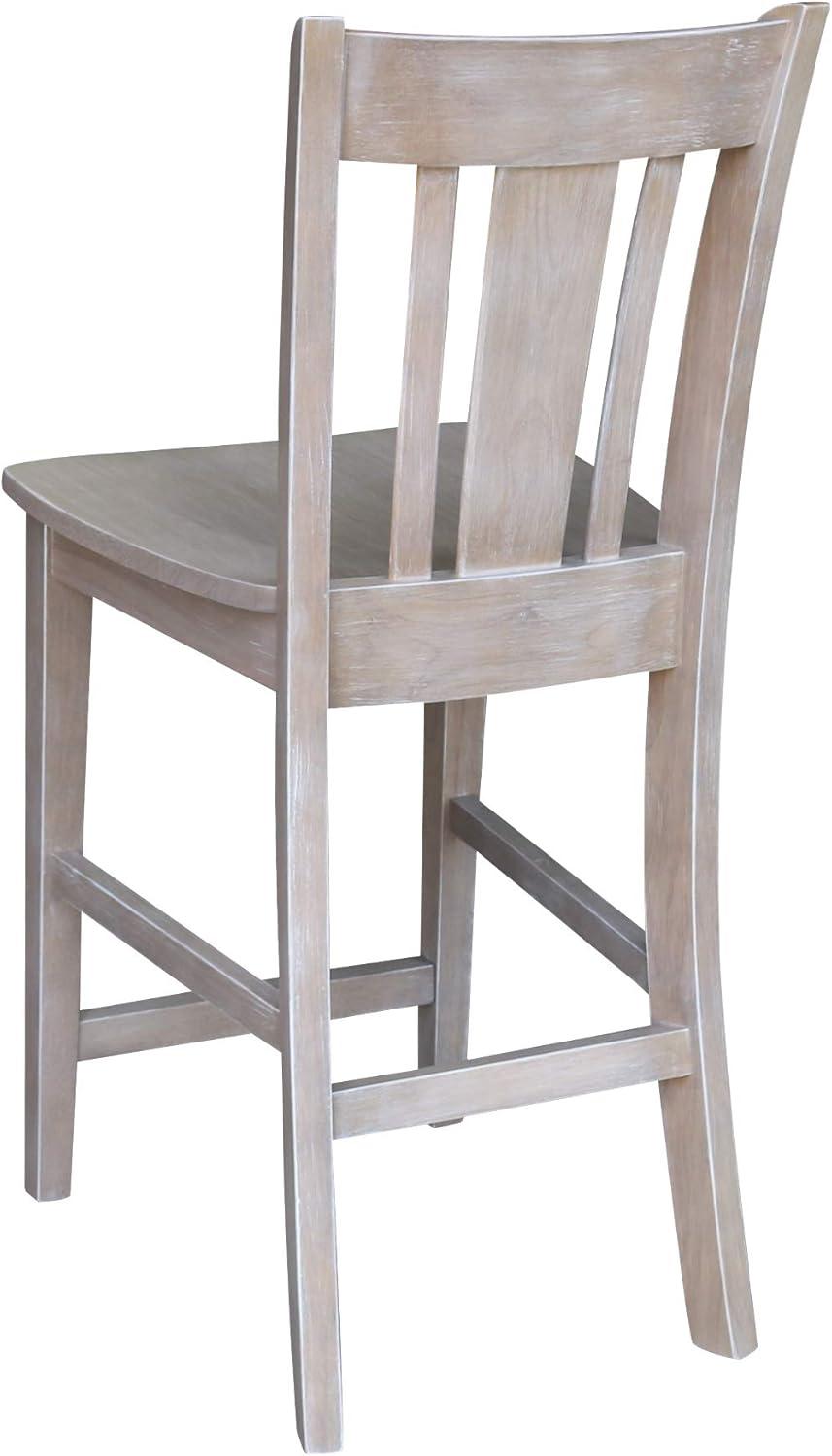 San Remo Washed Gray Taupe Solid Wood Counterheight Stool - 24" Seat