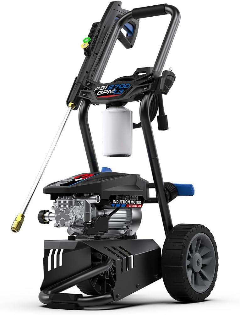 2700 PSI Black and Blue Electric Pressure Washer with PVC Hose