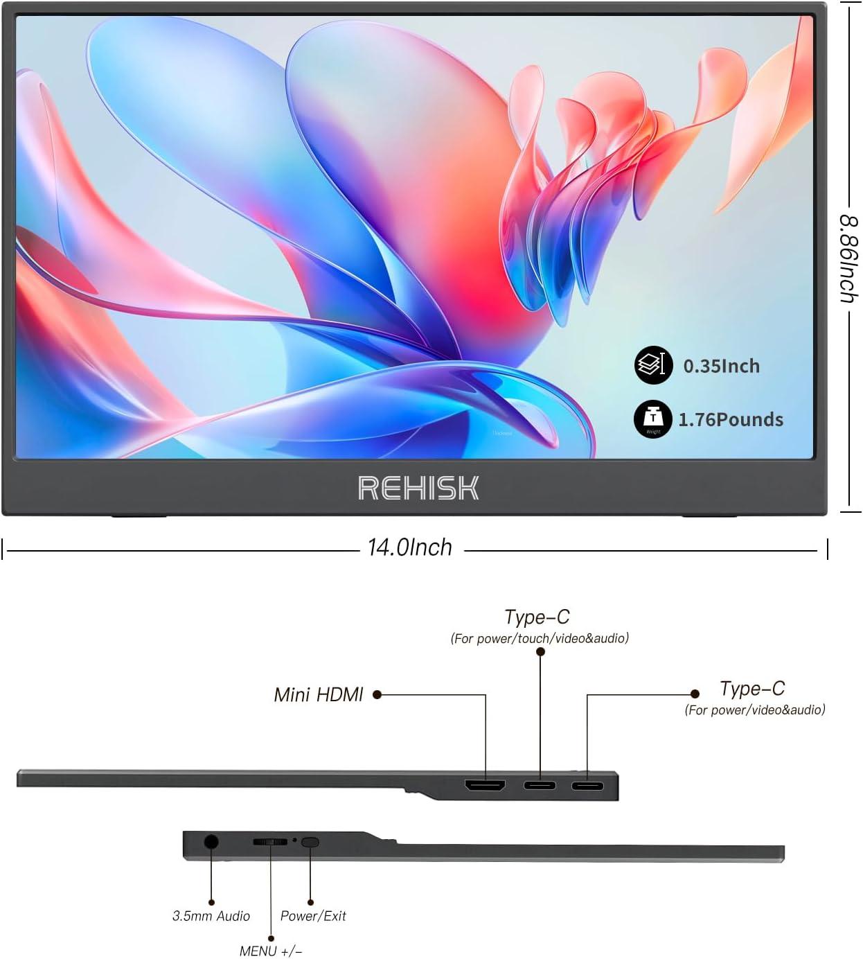 15.6" Touch Screen Monitor FHD 1080P IPS Portable Monitor Build in Speakers with HDMI and USB-C Ports for Laptop, MacBook Pro, PC, Switch, Xbox, PS4/5, Smartphone