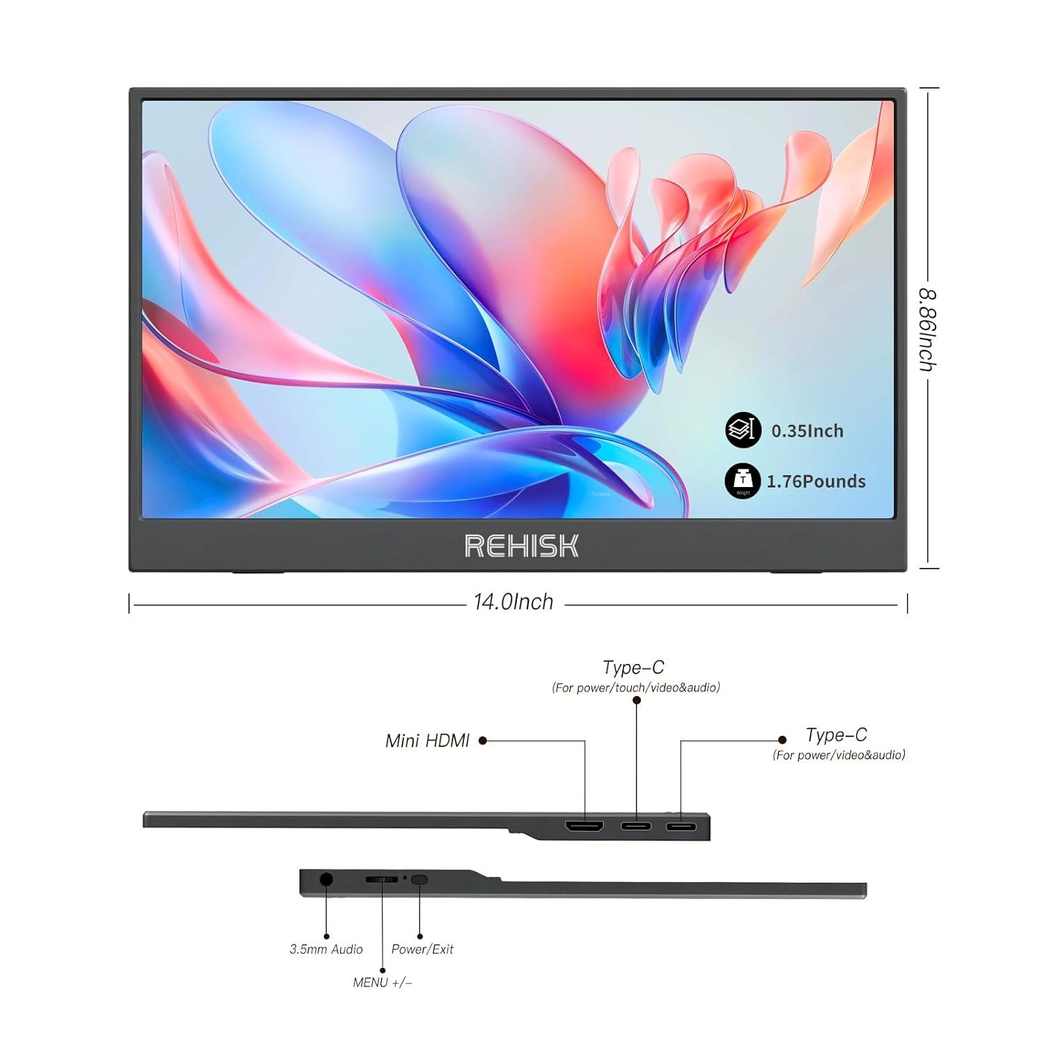 Portable Monitor 15.6" 1080P FHD USB-C HDMI Computer Display with Smart Cover and Dual Speakers, Travel Monitor for Laptop Mac PC Phone PS4/5 Xbox Switch