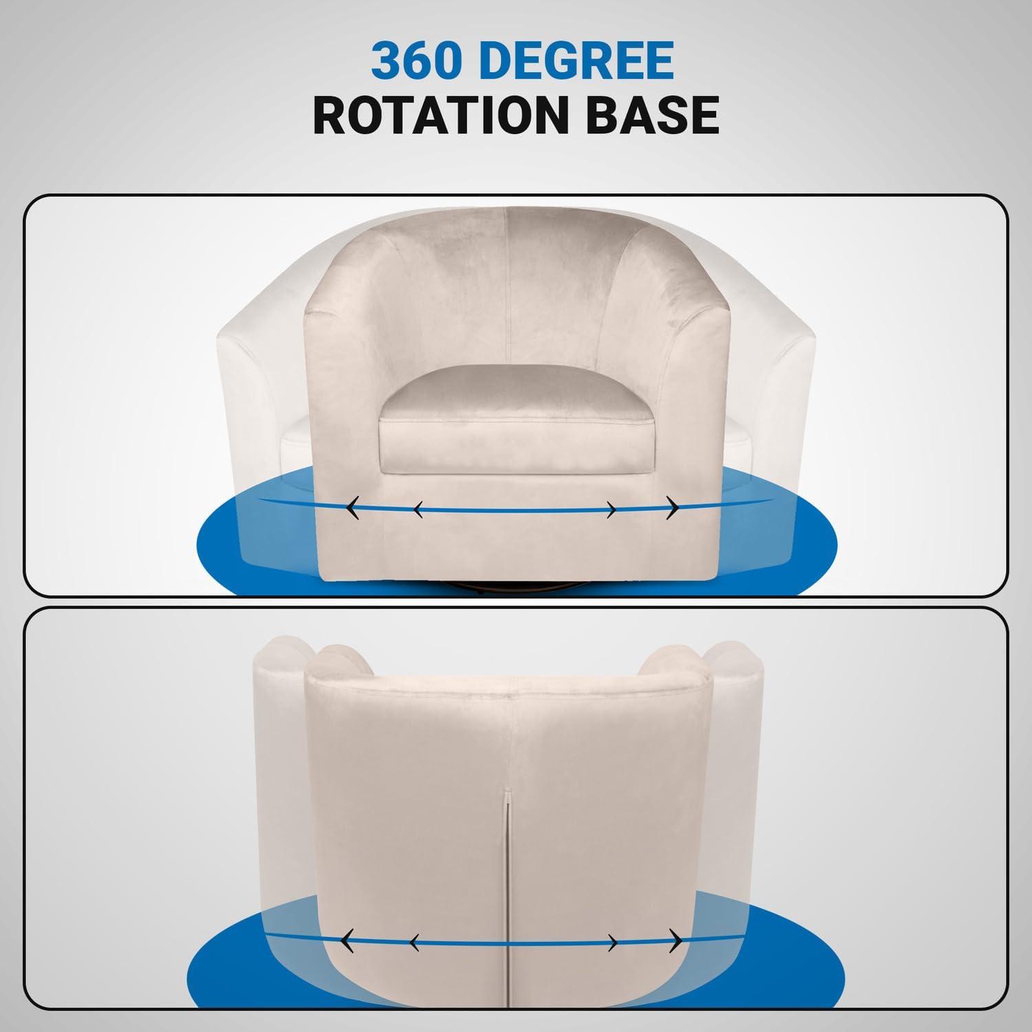 Ariana 360 Degree Swivel Barrel Chairs, Swivel Accent Chairs for Living Room with Armrest, Bucket Chairs for Home, Modern Accent Chairs, Small Club Chairs for Small Spaces - Ivory, Linen