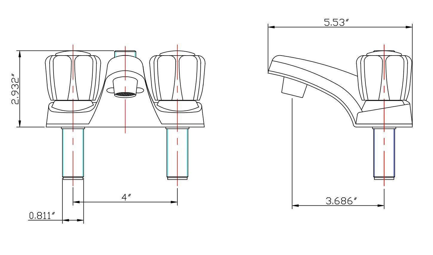 Dura Faucet Lavatory Faucet with Crystal Acrylic Knobs for RV Bathroom - Chrome Polished