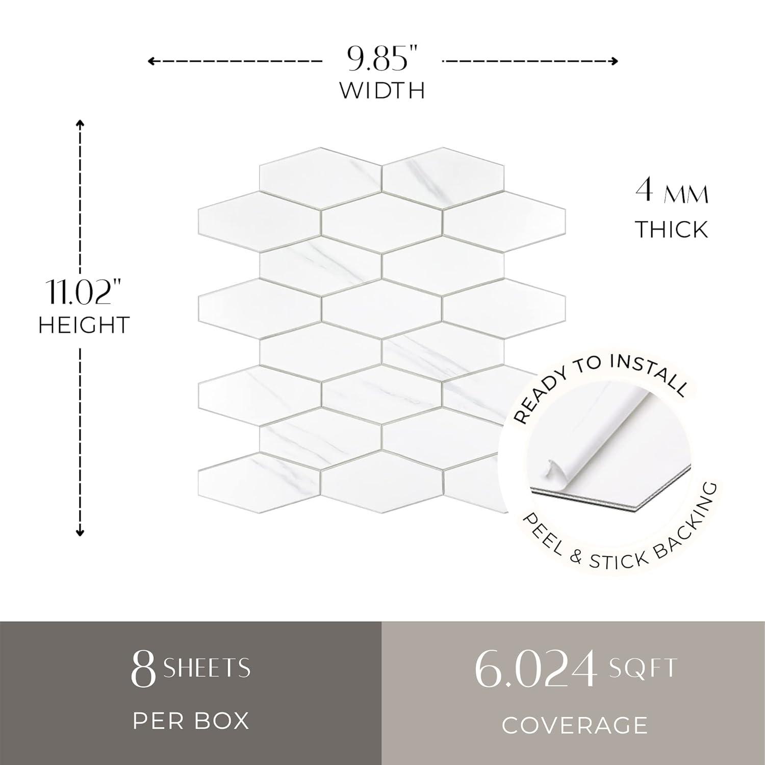 Avant Decor 4'' W x 2'' L Engineered Stone Peel and Stick Mosaic Tile
