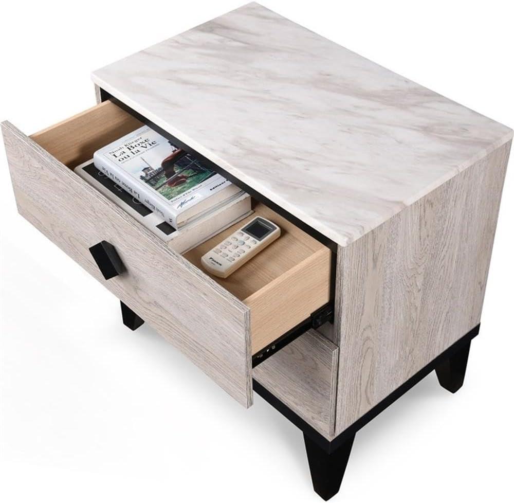 Adore Decor Micah Modern Square Nightstand End Table with 2 Drawers, Beige