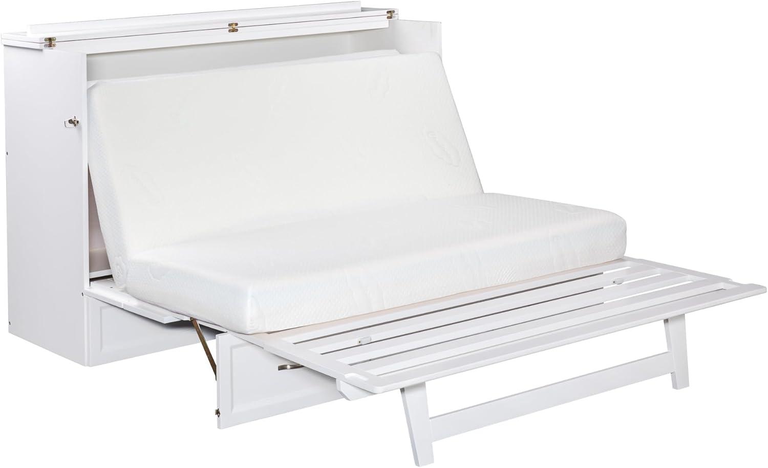 Queen Deerfield Murphy Bed Chest with Charging Station White - AFI: Space-Saving, Fold-Out Mattress, Elegant Design
