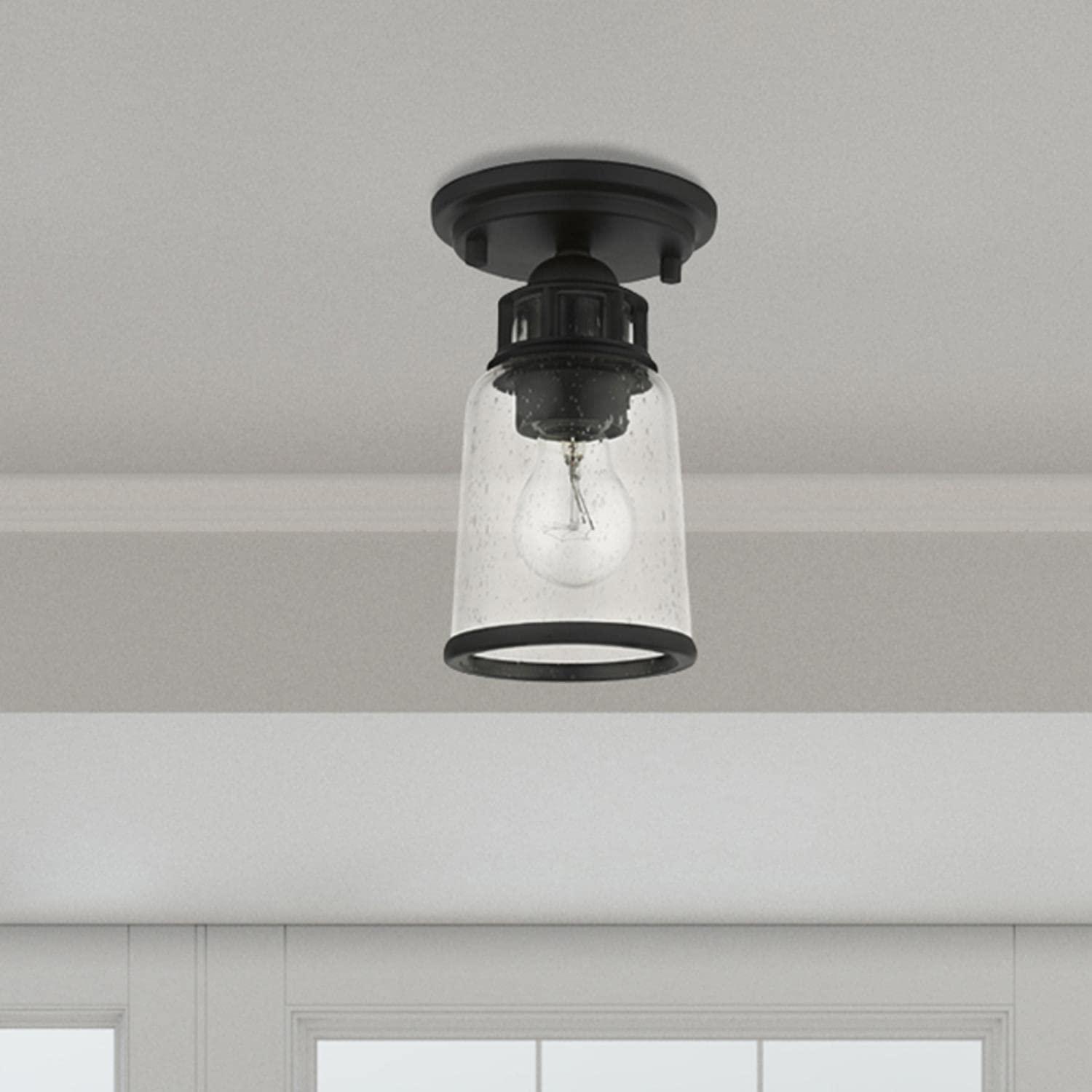 Livex Lighting Lawrenceville 1 - Light Flush Mount in  Black