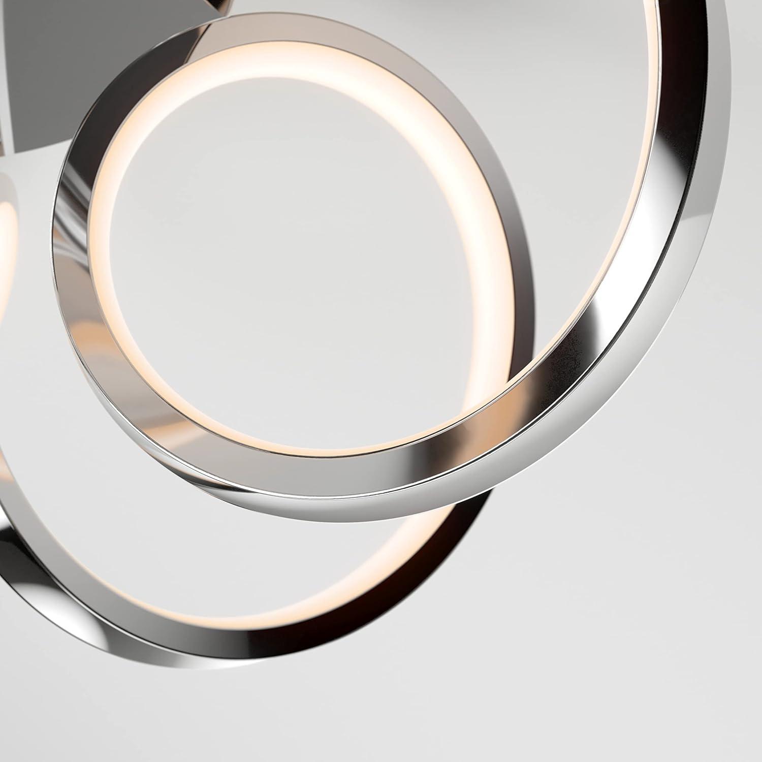 artika Swirl Ribbon 28W LED Modern Flush Mount Ceiling Light Fixture, Chrome Ideal for Bedroom, Hallway, Kitchen - 1800 Lumens 3000 Kelvin, No Bulb Required