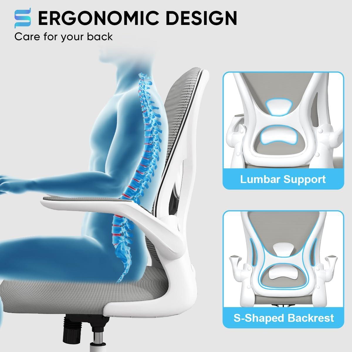 Gray Ergonomic Mesh Office Chair with Adjustable Arms