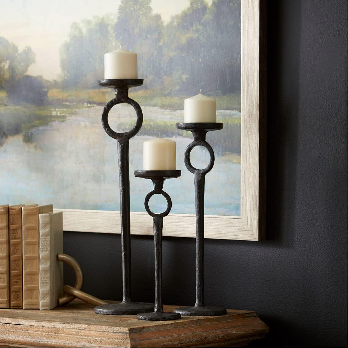 Duke 17" Contemporary Black Iron Candelabra